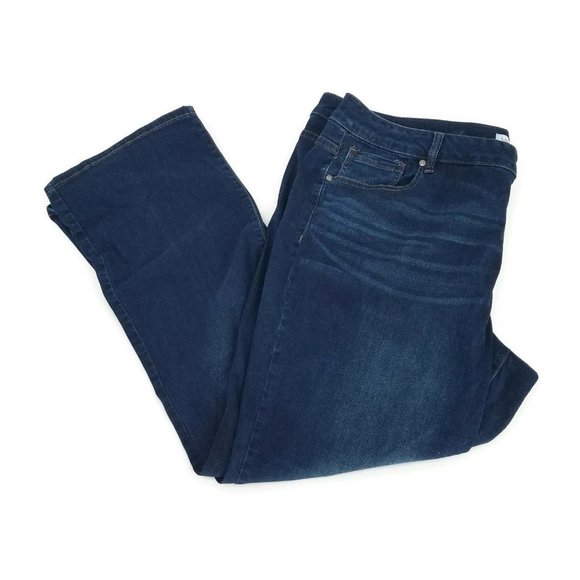 Lane Bryant Denim - Lane Bryant Womens Boot Cut Jeans Blue Dark Wash Stretch Whiskered Plus 26